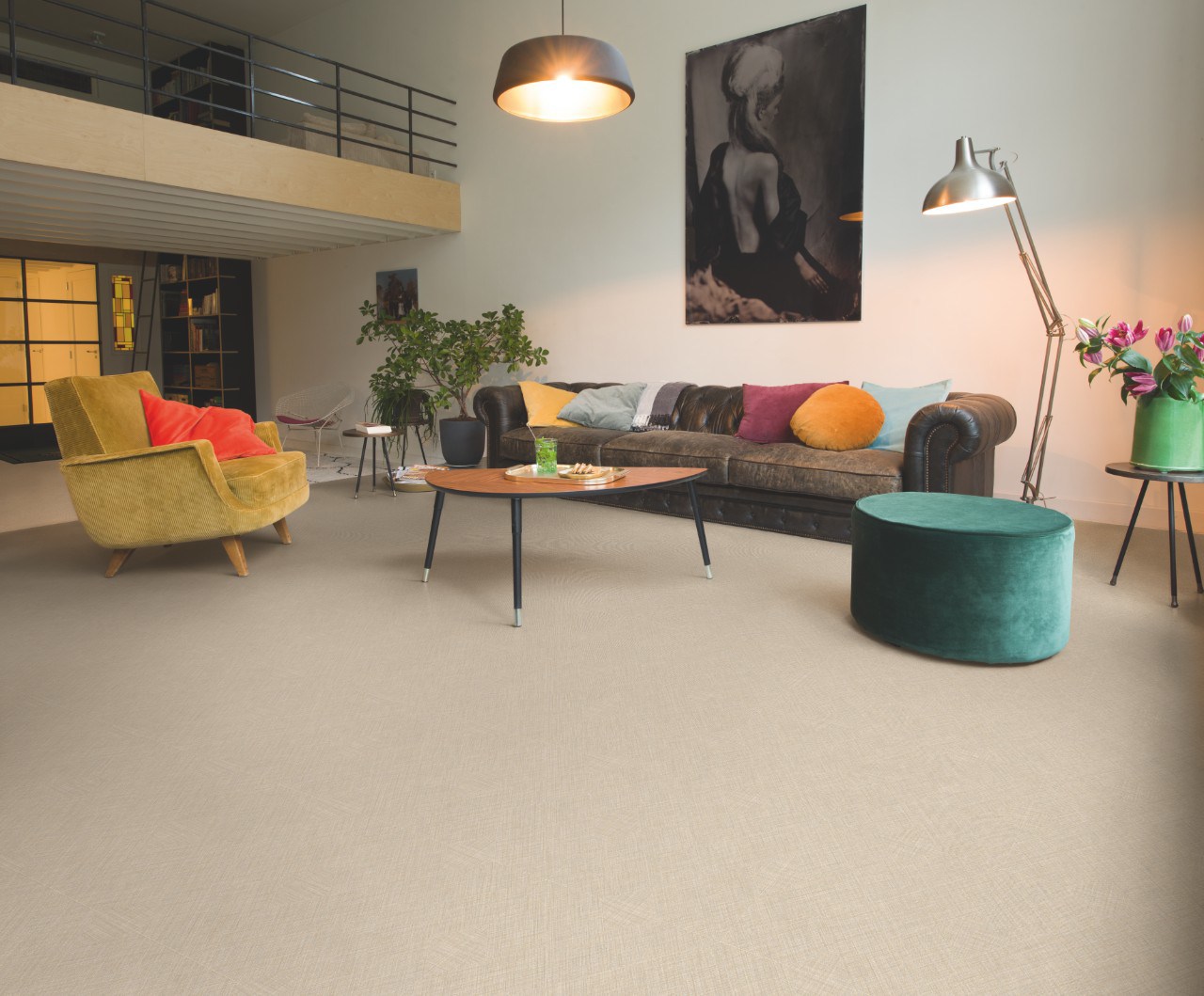 Ламинат Quick Step Impressive Patterns Текстиль Натуральный IPE 4511 1200×396×8 фото в интерьере